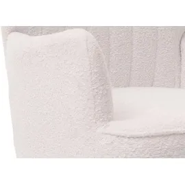 Mendler Lounge-Sessel HWC-K37 Bouclé 75 x 80 x 78 cm Weiß mit Kissen