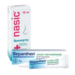 Nasic Nasenspray und Bepanthen Augen- und Nasensalbe