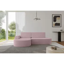 altdecor Eckcouch Cord mit Schlaffunktion 2-Sitzer Rosa