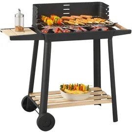casa.pro Holzkohlegrill Ari 78 x 86 x 30 cm Schwarz/Holz