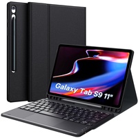 Earto Samsung Galaxy Tab Tastatur für S9 11"/S9 FE 10.9”, Smart Touchpad, Tab S9 Hülle mit S-Pen-Halter, Magnetische Tastatur für Galaxy Tab S9 11”/S9 FE 10.9” 2023, Deutsches QWERTZ-Layout, Schwarz