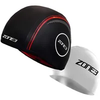 ZONE3 Strapless Badekappe schwarz-rot Größe S