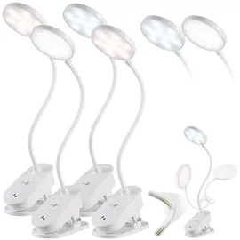 Lunartec 4er-Set Akku Schwannenhals Klemm-Lampe mit Touch