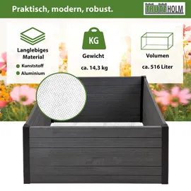 Trutzholm Hochbeet Beeteinfassung mit Wühlmausgitter 100 x 100 x 56 cm Holzoptik