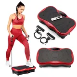 Gymtek Vibrationsplatte - Rüttelplatte Sport für Zuhause mit 99 Geschwindigkeitsstufen, 5 Trainingsprogrammen und Touchscreen – Ideal für Gewichtsabnahme, Fettverbrennung und Muskelaufbau (Rot)