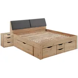 RELITA Stauraumbett »Maxi« 180x200 cm, Rolllattenrost, 6 Bettschubladen, Stauraum-Kopfteil, eiche artisan),