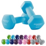 Miweba Sports Neopren Hantelset NKH100 | Profi Hantel - Hexagon Hanteln Set - Kurzhanteln - Kurzhantel Set - Gymnastikhanteln - Hantel Set - Dumbbell - 0,5-10 Kg (2X 2.0 kg, Türkis)