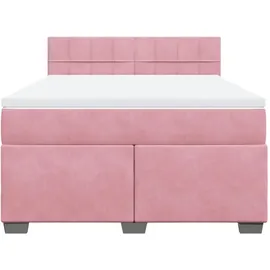 vidaXL Boxspringbett mit Matratze Rosa 160x200 cm Samt