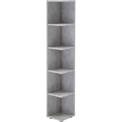 Eckregal BEGA OFFICE "Corner Light", grau (beton optik), B:24cm H:142cm T:26cm, Holzwerkstoff, Regale, mit 5 offenen Fächer, 24x25,7x141 cm