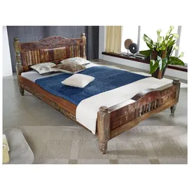 Massivmoebel24 Bett Altholz 120x200x100 Mehrfarbig lackiert Fable #20