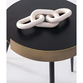 aea Designer Beistelltische mit goldener Umrandung und schwarzer Platte - Schwarz