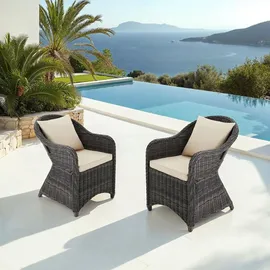Tectake tectake® 2er Set Aluminium Rattansessel wetterfest und UV-beständig, pflegeleicht, kein Aufbau