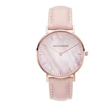 Paul Valentine Damenuhr - Rose Gold Pink Seashell Leather 36mm - Edle Damen Uhr mit Perlmutt Ziffernblatt spritzwassergeschützt, Armbanduhr für Damen
