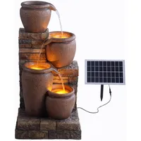 Teamson Home Solar-Gartenbrunnen, Braun, Kunststoff, Stein Optik, 34x78x40 cm, Gartenzubehör, Gartendeko