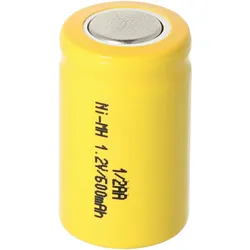AccuCell 1/2AA Akku mit 1,2 Volt Spannung und 600mAh Kapazität, 25,5 x 14,5 mm