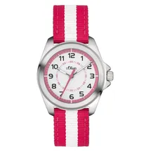 s.Oliver SO-3402-LQ 0 mm Gehäuse silberfarben Stoffarmband pink