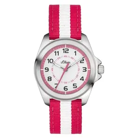 s.Oliver SO-3402-LQ 0 mm Gehäuse silberfarben Stoffarmband pink