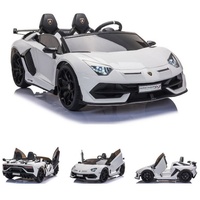 ES-Toys Kinder Elektrofahrzeug Lamborghini Aventador SVJ, Zweisitzer, EVA-Reifen weiss