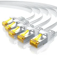 Primewire 5x LAN-Kabel CAT.7, RJ-45 (Ethernet), CAT 7 Flachband U/FTP Gigabit Netzwerkkabel 10 Gbit/s Patchkabel - 0,25m