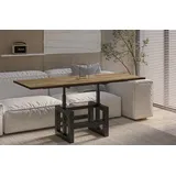 Endo-Moebel Couchtisch Couchtisch Lili - ausziehbar 110-170cm und höhenverstellbar Doppellift, Metall, Couch- & Esstisch, Funktionstisch, modern Design, umwandelbar braun