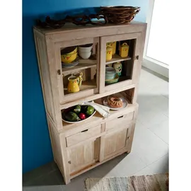 MASSIVMOEBEL24.DE Buffet Akazie 110 x 45 x 190 cm NATURE WHITE