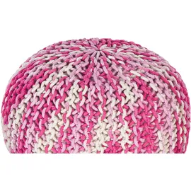 Beliani Pouf CONRAD Baumwolle 50 x 35 x 50 cm Weiß/Rosa