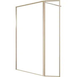 Marwell Walk In Dusche mit schwenkbarer Flügeltür 200 x 120 cm Gold 5mm Glas
