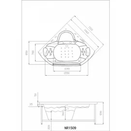 purehaven PureHaven, Whirlpool 150x150 cm elegantes Design Heizung Lichttherapie Soundsystem Reinigungsprogramm