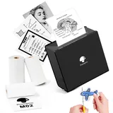 Phomemo M02 Mini Drucker mit 3 Etikettenrollen, Taschendrucker für Smartphone, Bluetooth Aufkleber Drucker Thermodrucker zum Studium, Notizen, Bilder, Fotos, Tagebücher