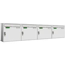 AL Briefkastensysteme Basic 4er Briefkasten Weiß inkl. Zeitungsfach