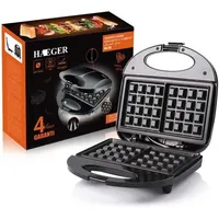 3-in-1-Croque-Monsieur-Maker, Grill, Waffeleisen und Sandwichmaker, hohe Leistung 750 w, 3 antihaftbeschichtete und austauschbare Platten, Schwarz