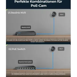 Reolink 6MP 360° Panorama Fisheye-Kamera PoE Überwachungskamera Bewegungserkennung, 3k+ HD Personenerkennung, 2-Wege-Audio - Schwarz