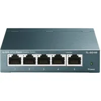 TP-Link TL-SG105 5-Ports Gigabit Netzwerk Switch (bis 2000 MBit/s im Vollduplexmodus, geschirmte RJ-45 Ports, Metallgehäuse, optimiert Datenverkehr, IGMP-Snooping, unmanaged, lüfterlos) blau metallic