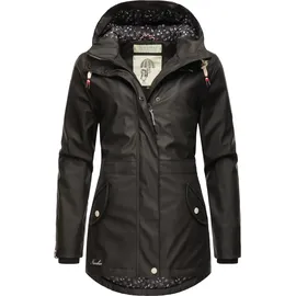 Navahoo Damen, Übergangsjacke Regenmantel wasserdicht lang warm gefüttert mit Kapuze Oceans Heart Black Gr. S - S
