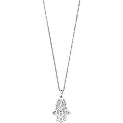 Kette mit Anhänger AMOR "2016015, Fatima ́s Hand", silber (silberfarben), Halsketten, Damen, Silber 925 (Sterlingsilber), L: 42cm, mit Zirkonia (synth.)