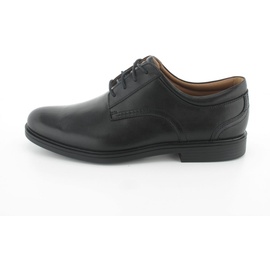 CLARKS Un Aldric Lace Derbys, Schwarzes Leder, 43 EU Weit