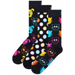 Happy Socks Unisex Socken, 3er Pack - Classic, Muster, Baumwollmischung, gemischte Farben Dog 36-40