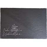 Generisch Schieferplatte Weihnachten, Servierplatte aus Schiefer mit Gravur, Tischdeko für Plätzchen und Weihnachtsdeko, 30x20 cm, Grau mit Frohe Weihnachten Design