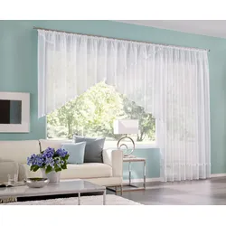 Kuvertstore MY HOME "Eby" Gr. 6, weiß, B:400cm H:140cm, Satin, Polyester, Gardinen, Gardine, Fertiggardine, transparent