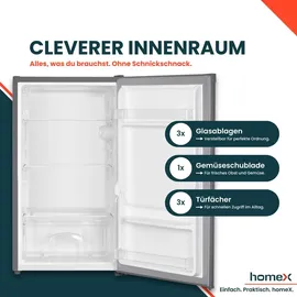 Homex CS0881-S Tischkühlschrank (90 l, 850 mm hoch, Silber)