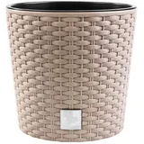 Blumentopf, in Rattan-Optik,Rund Blumentopf, pflanzkübel, Ink. Einsatz, Vielseitiger, übertöpfe, Blumenübertopf, übertopf, Verfügbar in 4 Größen und 4 Farben - Stilvolles Design (Beige, ø 25 cm)