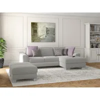 Ecksofa SIT & MORE "Dundee L-Form", silber, B:264cm H:86cm T:175cm, Sofas, mit Federkern und Edelstahlfüßen, wahlweise mit Kopfteilverstellung