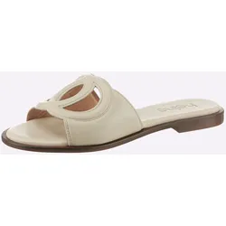 Pantolette HEINE, Damen, Gr. 38, beige (creme), Leder, Rindsleder, Rindsleder, modisch, Schuhe