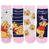 UNITED LABELS Winnie Puuh Socken für Mädchen Kinder Sneaker Kindersocken Söckchen Rosa (4er Pack) (as3, numeric, numeric_23, numeric_26, regular) - 23-26