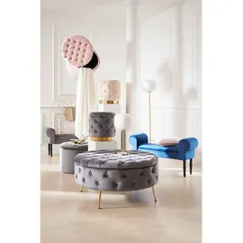 Xora Hocker, Grau, Gold, rund, 90x44x90 cm, Stauraum, Wohnzimmer, Hocker, Sitzhocker