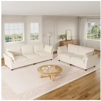 STILVORA Schlafsofa 5-Sitzer-Relaxsofa mit Kissen Chenille-Wohnzimmersofa in Beige beige