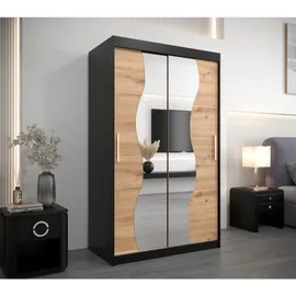 abiks möbel Schwebetürenschrank MADRYT 120 x 200 x 62 cm Schwarz
