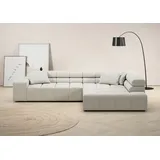 INOSIGN Ecksofa »Ancona incl. Kopfteilverstellung, Breite 319cm, L-Form«, wahlweise motorische Sitztiefenverstellung, auch in Cord + Easy Care, weiß