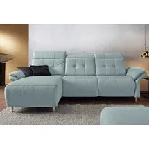 PLACES OF STYLE Ecksofa »Manhattan L-Form« 2 Sitze mit elektrischer Relaxfunktion, verstellbare Armlehnen blau