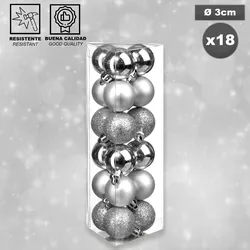 Atmosphera - 18 Weihnachtsbaumkugeln aus Kunststoff in Silber